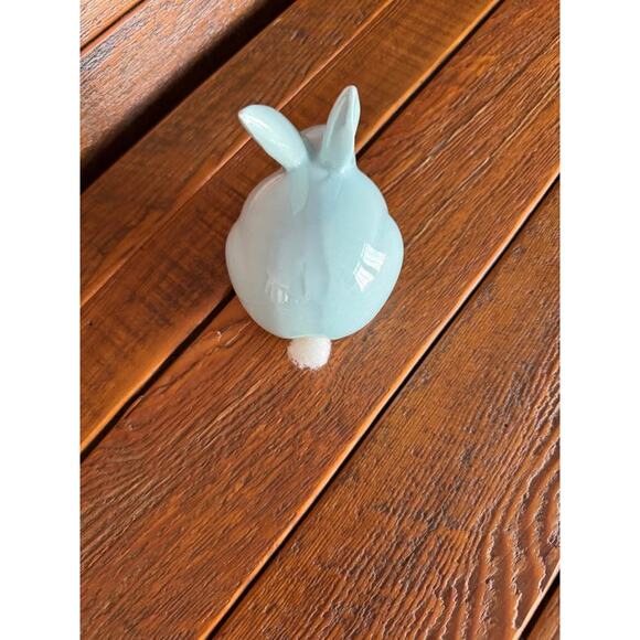 Ceramic Bunny Rabbit Figurine Light Blue Whimsical Easter Spring Decor - Picture 3 of 10